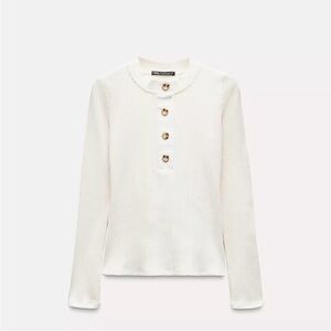 Zara Cream Sweater with Button Accents